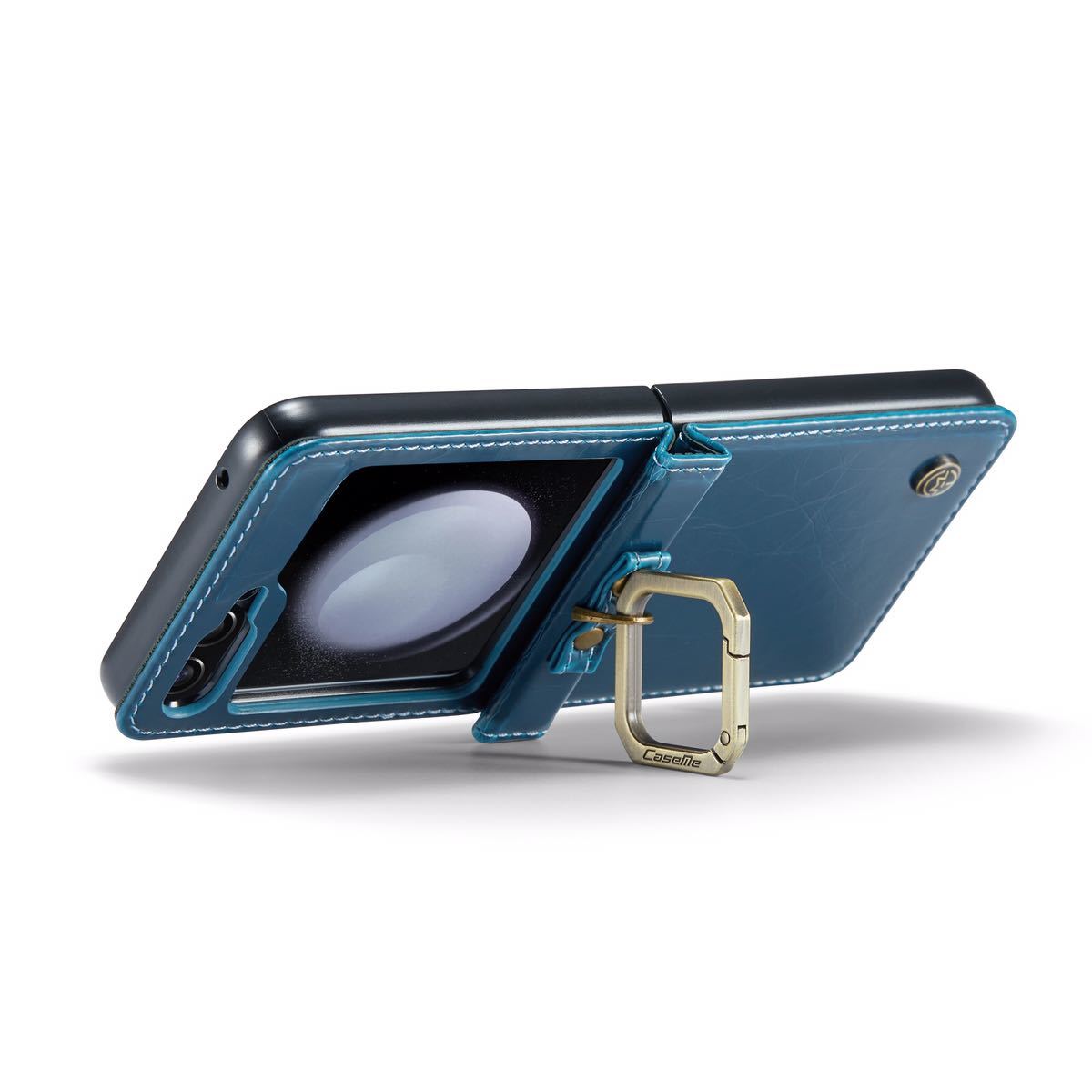 Galaxy Z Flip5 レザーケース Galaxy Z Flip5 ケース SC-54D SCG23 ギャラクシー Z フリップ5 カバー MagSafe充電 ストラップ付き ブルー_画像8