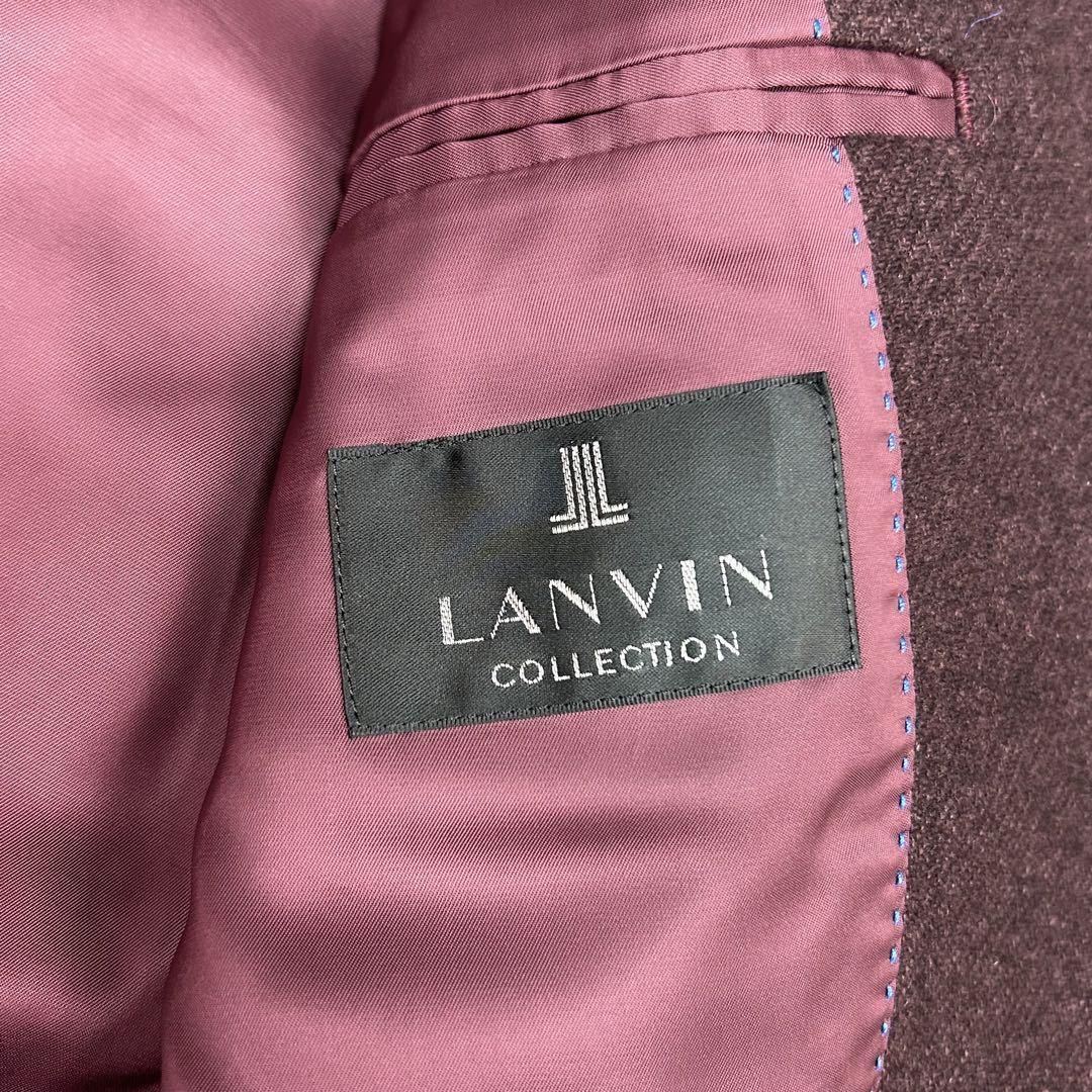 【未使用級 希少サイズL】 LANVIN ランバン 【最高級カシミヤ×カナパ使用】 メンズ テーラードジャケット ブルゾン ワインレッド ビジネス_画像8