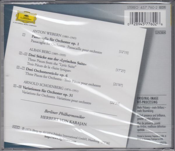 [CD/Dg]ベルク:管弦楽のための3つの小品他/H.v.カラヤン&ベルリン・フィルハーモニー管弦楽団 1972-74_画像2