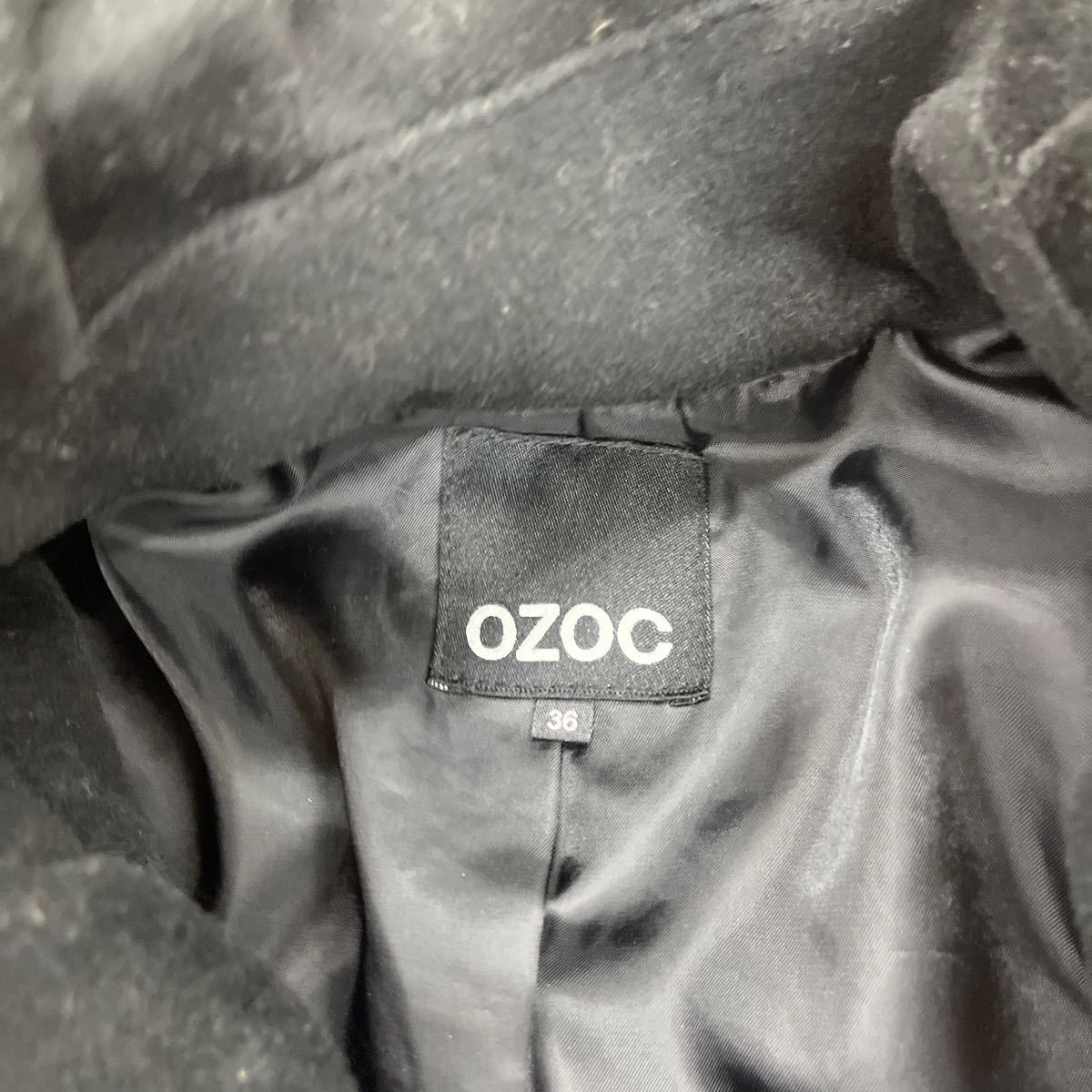 1238◎ OZOC オゾック トップス ハーフ コート シングル 3ボタン 長袖 カジュアル 無地 ブラック レディース36_画像4