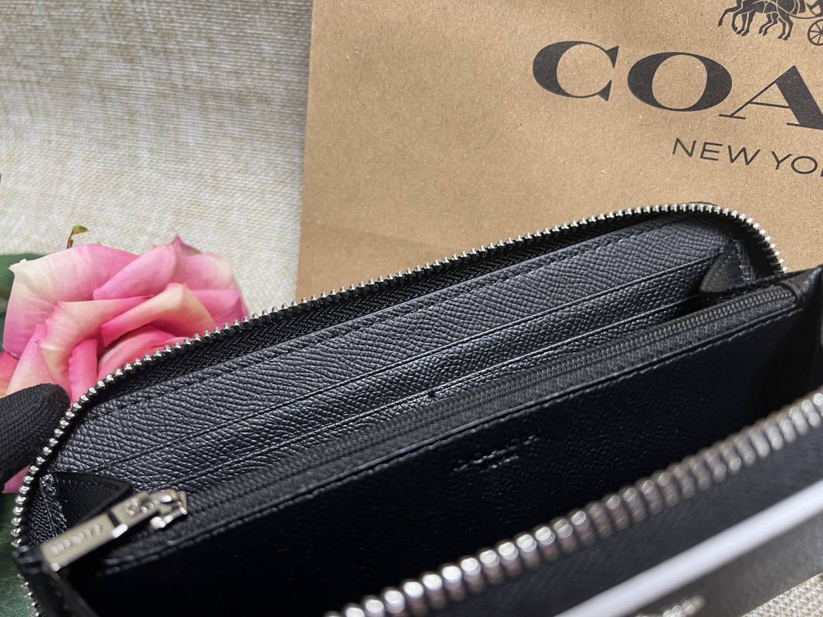 コーチ COACH 長財布 財布 ロング ウォレット ラウンドファスナー バイカラー 黒 白 プレゼント クリスマス 財布 レディース A167 F12585_画像7