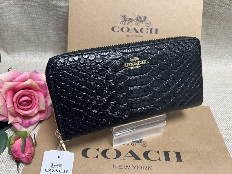 コーチ COACH 長財布 財布 シグネチャー アコーディオンジッピー スネーク型押し エンボスドスネーク レザー プレゼント 新品 未使用 b180 _画像1