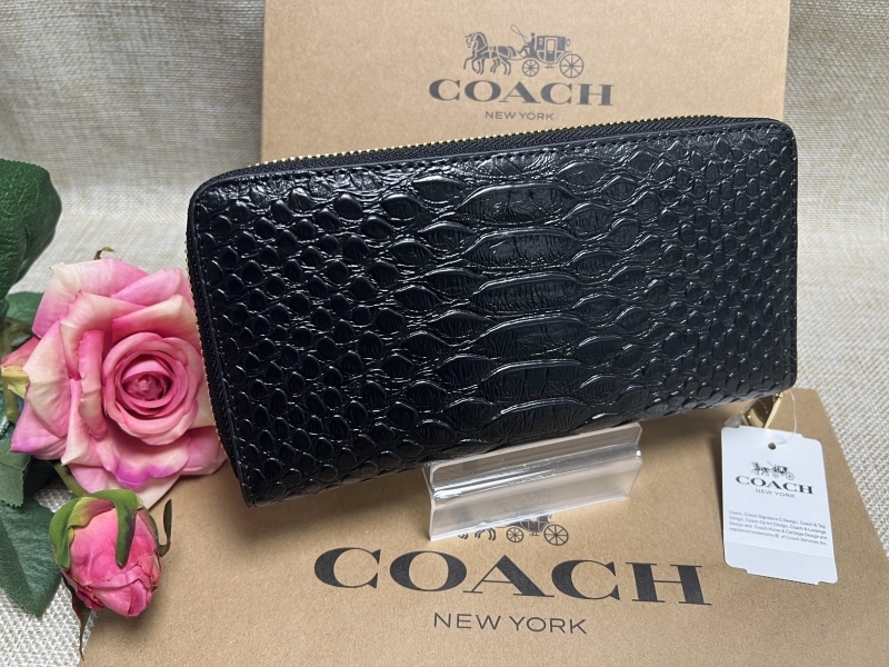 コーチ COACH 長財布 財布 シグネチャー アコーディオンジッピー スネーク型押し エンボスドスネーク レザー プレゼント 新品 未使用 b180 _画像3