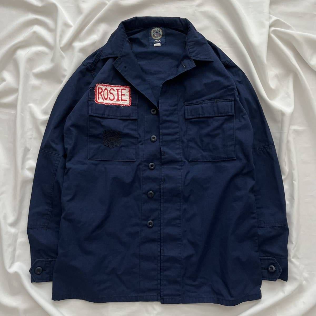 USCG(US COAST GUARD) オペレーショナルドレスシャツ (ODUシャツ) FOX apparel 古着 ネイビー 紺色 送料込 38XL アメリカ沿岸警備隊_画像1