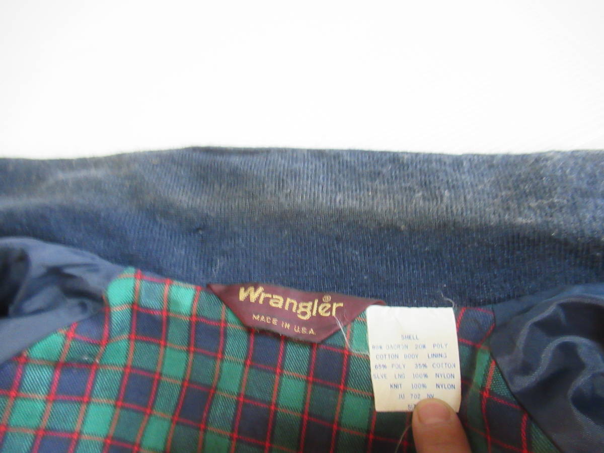 ヴィンテージUSA製　WRANGLERラングラー　裏チェックスイングトップジャケット紺M　_画像5