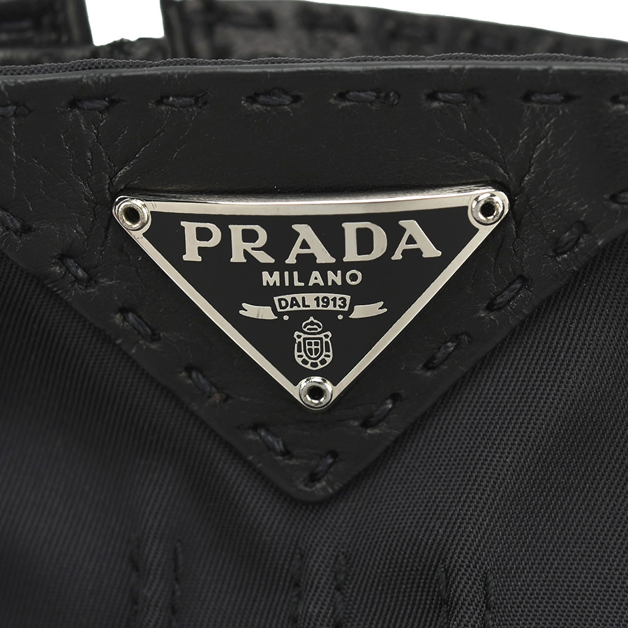 プラダ PRADA グローブ 手袋 ナイロン レザー カシミヤ ブラック 黒 トライングル 三角ロゴ アパレル 小物 レディース 中古_画像5