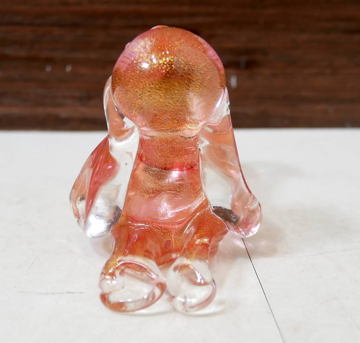 ▲(R511-F64) SEGUSO MURANO セグーソ・ムラノ ガラス 硝子 置物 インテリア オブジェクト 犬 ピンク 全長約12cm_画像4
