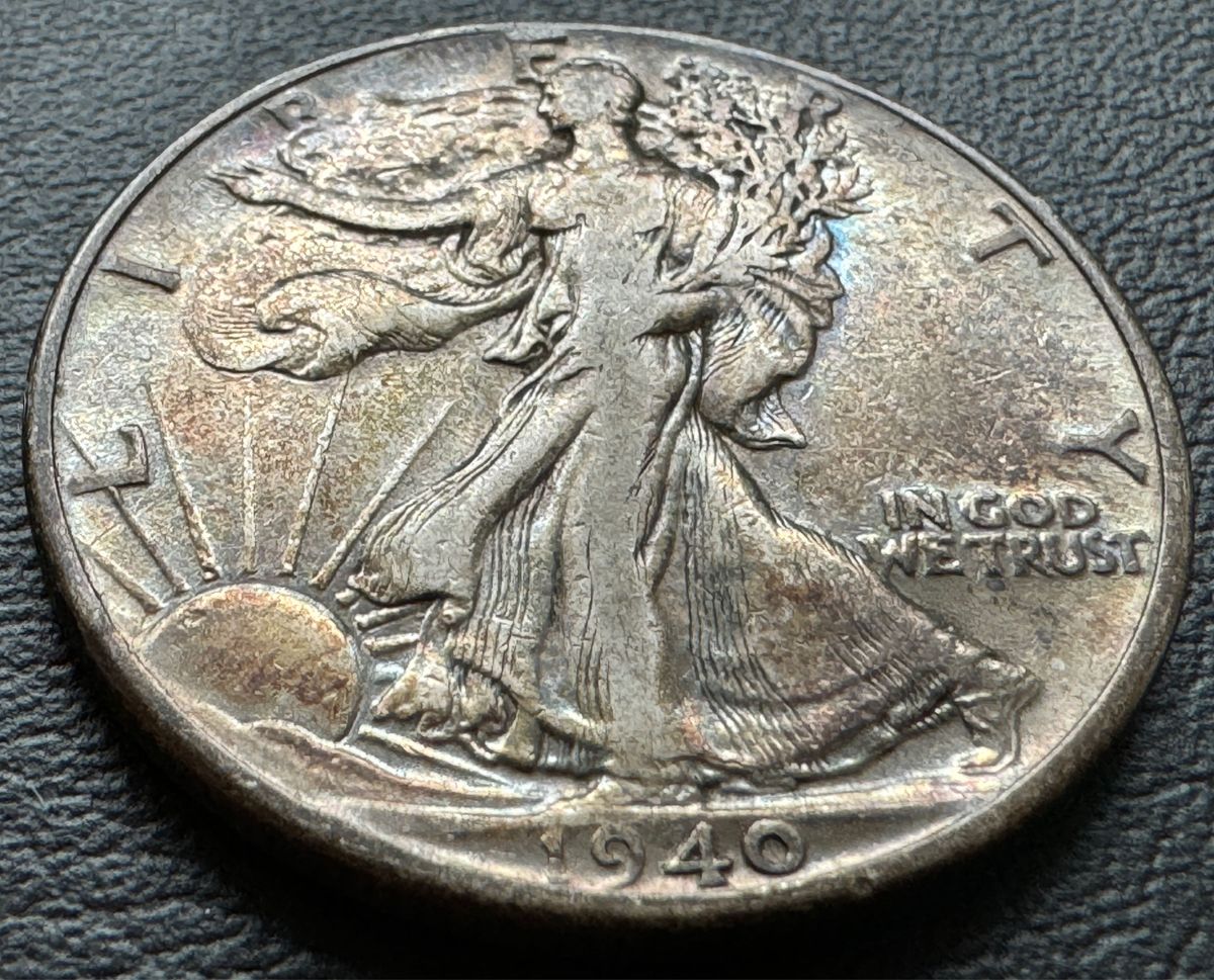 アメリカ合衆国　1940 1/2ドラ銀貨　ウォーキングリバティ トーンコインAw