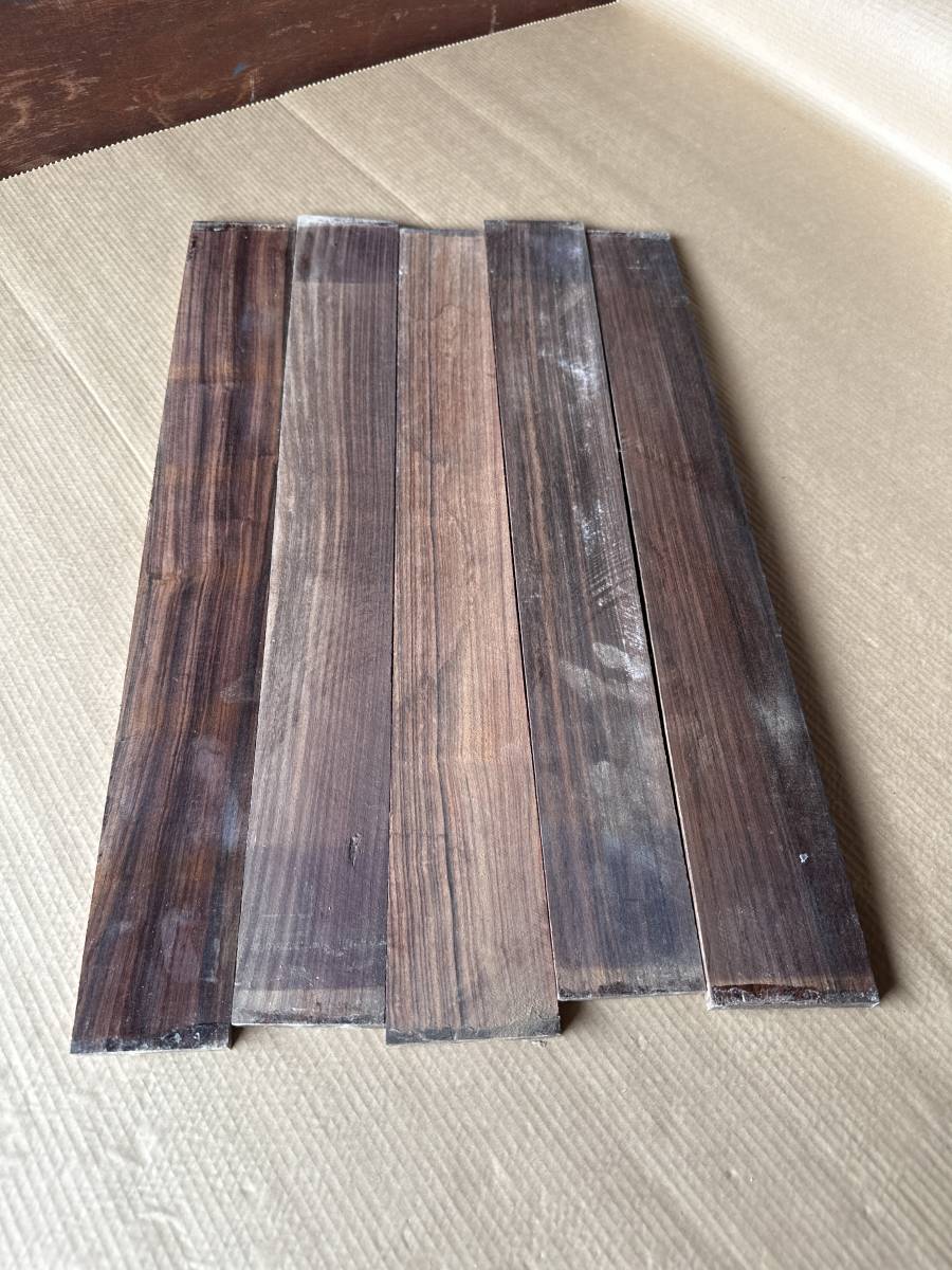 Y1055 木材 ローズウッド 指板材 未使用品 未完成品x5枚_画像1