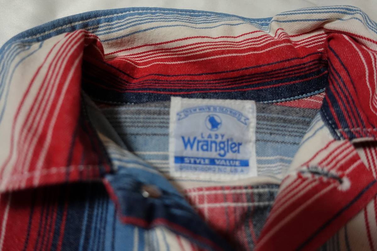 ** ultra rare goods Wrangler Lady's Vintage manner shirt used beautiful goods s**