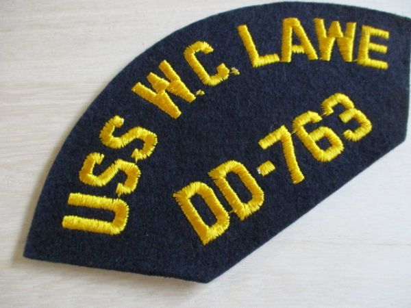 【送料無料】アメリカ海軍USS W.C. Lawe DD-763パッチ刺繍ワッペン/AIRCRAFT CARRIER CAP patchネイビーNAVY米海軍USN米軍HAT INSIGNIA M3_画像2