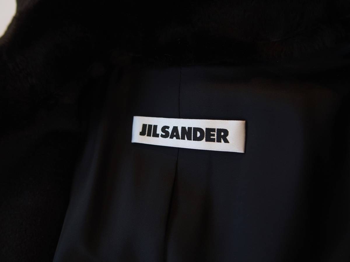 定価50万★ジルサンダー自身デザイン★ファー襟ミニマムなロングコートJILSANDER革ベルト/カシゴラ/アンゴラ紺マキシ/ヴィンテージネイビー_ジルサンダー自身がデザインした貴重モデル