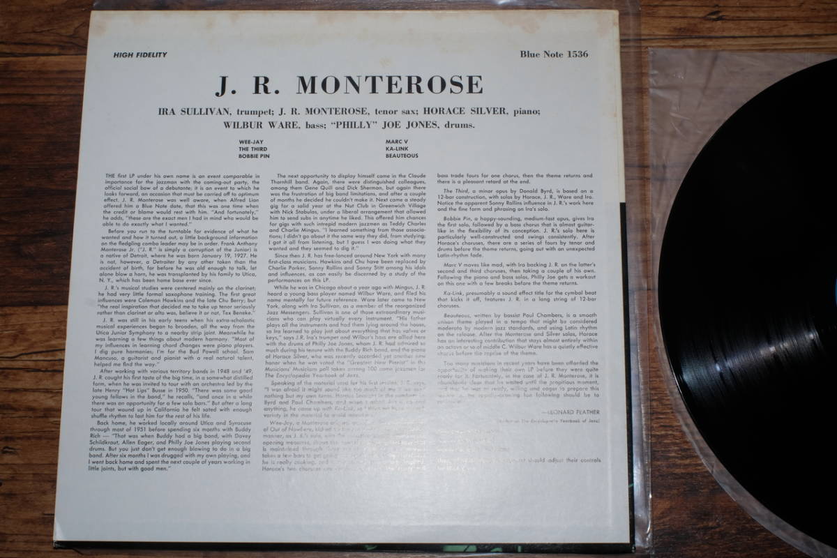 J.R. Monterose モンテローズ ブルーノート BLP-1536 LP レコード 中古 並品 傷少な目 【 Wilbur War Horace Silver サックス JAZZ_画像4