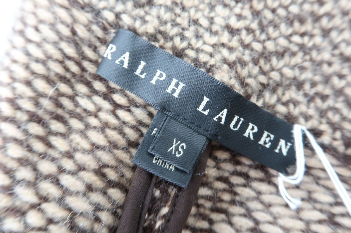 美品 ラルフローレン ツイード ニット カシミヤ混 コート XS ジャケット ブラウン RALPH LAUREN カーディガン_画像7