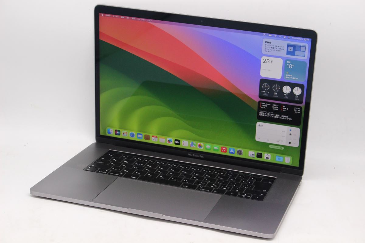 中古良品 2K 15.4型 Apple MacBook Pro A1990 Mid-2018 (Touch Bar) グレー macOS Sonoma 八世代 i7-8750H 32GB 512GB-SSD Radeon Pro 555X_画像1