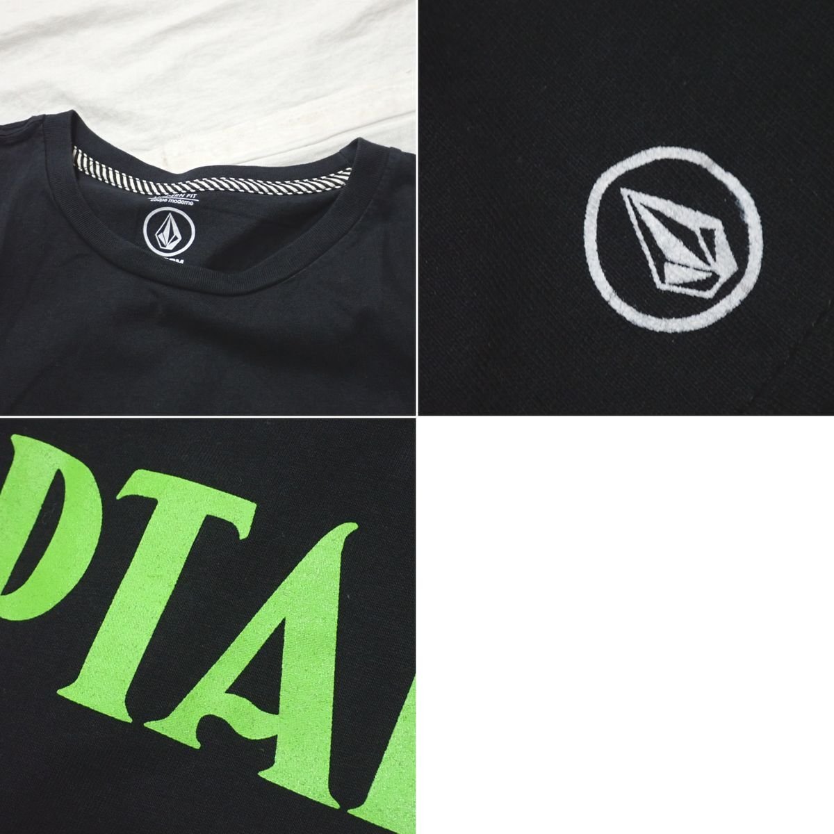 ★CAPTAINS HELM/キャプテンズヘルム × volcom/ボルコム 半袖Tシャツ メンズM/ブラック×グリーン/ロゴプリント/コットン100%&1927900048_画像6