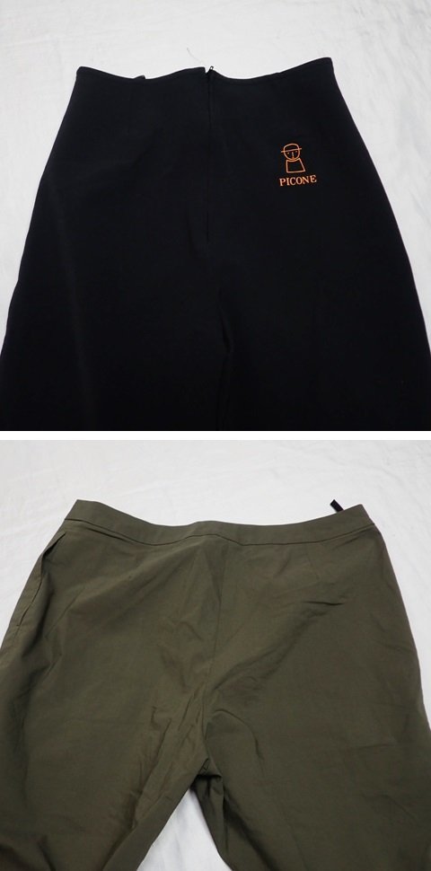 ★PICONE/ピッコーネ パンツ 2着セット 40/レディースL相当/カーキ/ブラック/ロング/クロップド/ストレッチ&1535800343_画像4