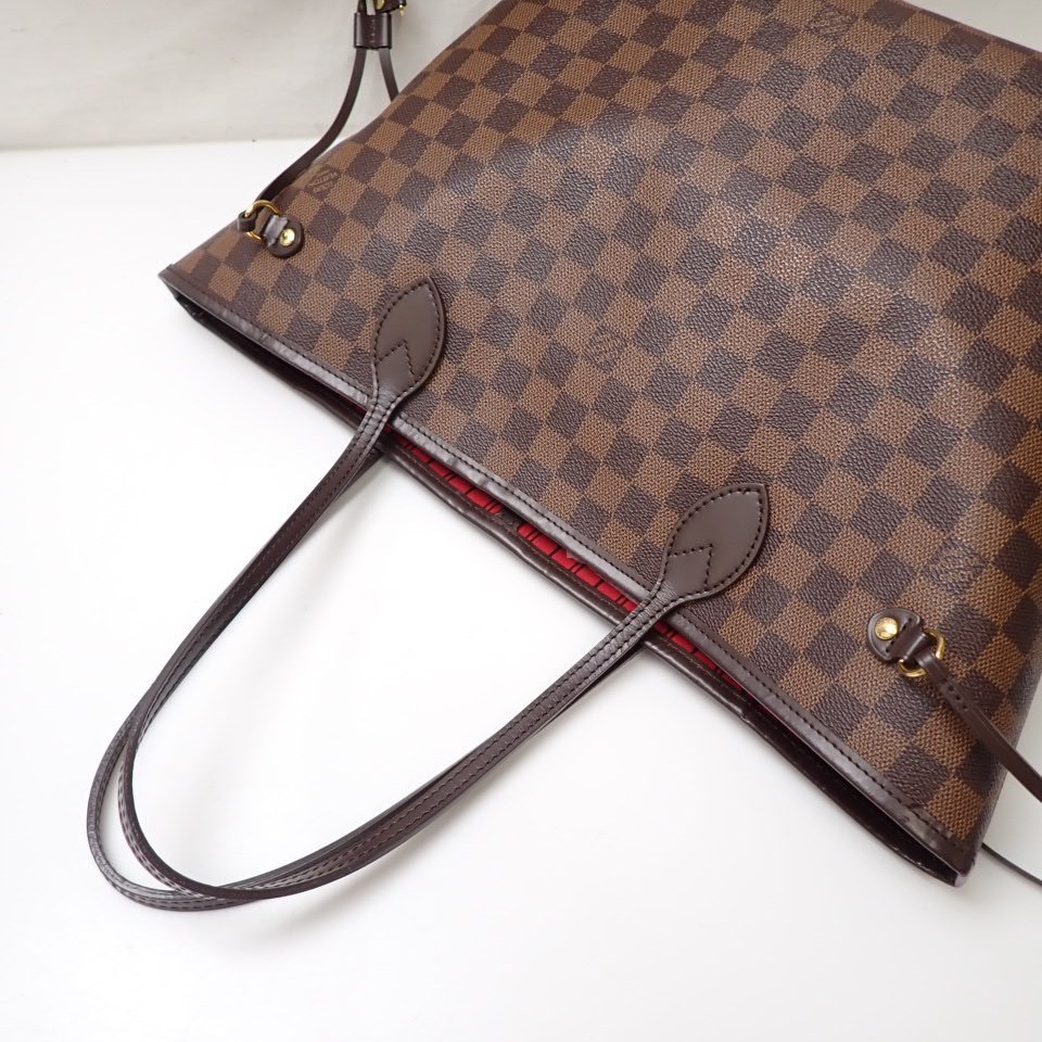 ☆1円 LOUIS VUITTON/ルイヴィトン ダミエ・エベヌ ネヴァーフルMM トートバッグ N41358/ブラウン系/肩掛けOK/ポーチ付き&1940800005_画像3