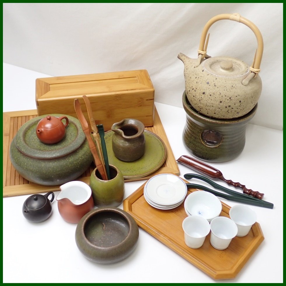 ☆奇古堂茶器セット/茶挟/茶通/茶匙/小茶碗/茶托/茶壷/茶海/置台 ☆奇古堂茶器セット/茶挟/茶通/茶匙/小茶碗/茶托/茶壷/茶海/置台