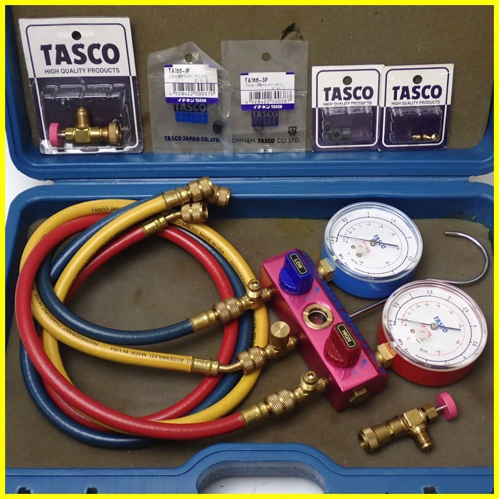 ★TASCO/タスコ ゲージマニホールド R410A/パーツ類・一部外装付き/エアコン修理/測定器&0978100006_画像1