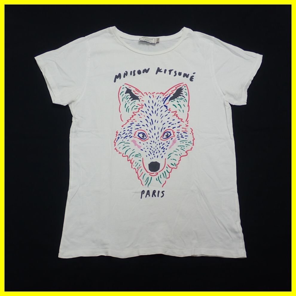 □Maison Kitsune/メゾンキツネ キツネ柄 半袖Tシャツ メンズM/オフホワイト/コットン100%/クルーネック&1932300028_画像1