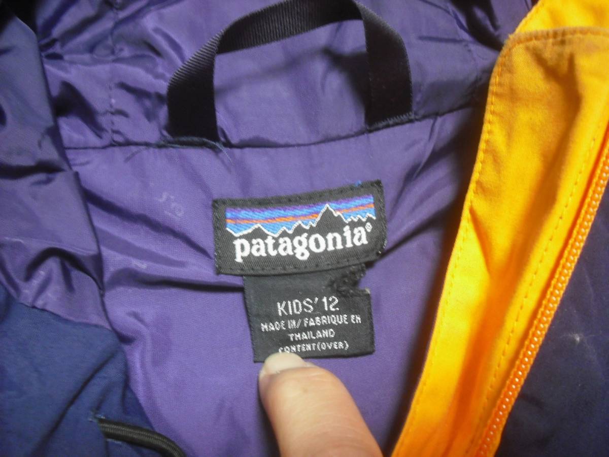 90's patagonia Pullover Nylon Jacket size:12 マンゴーイエロー_画像4