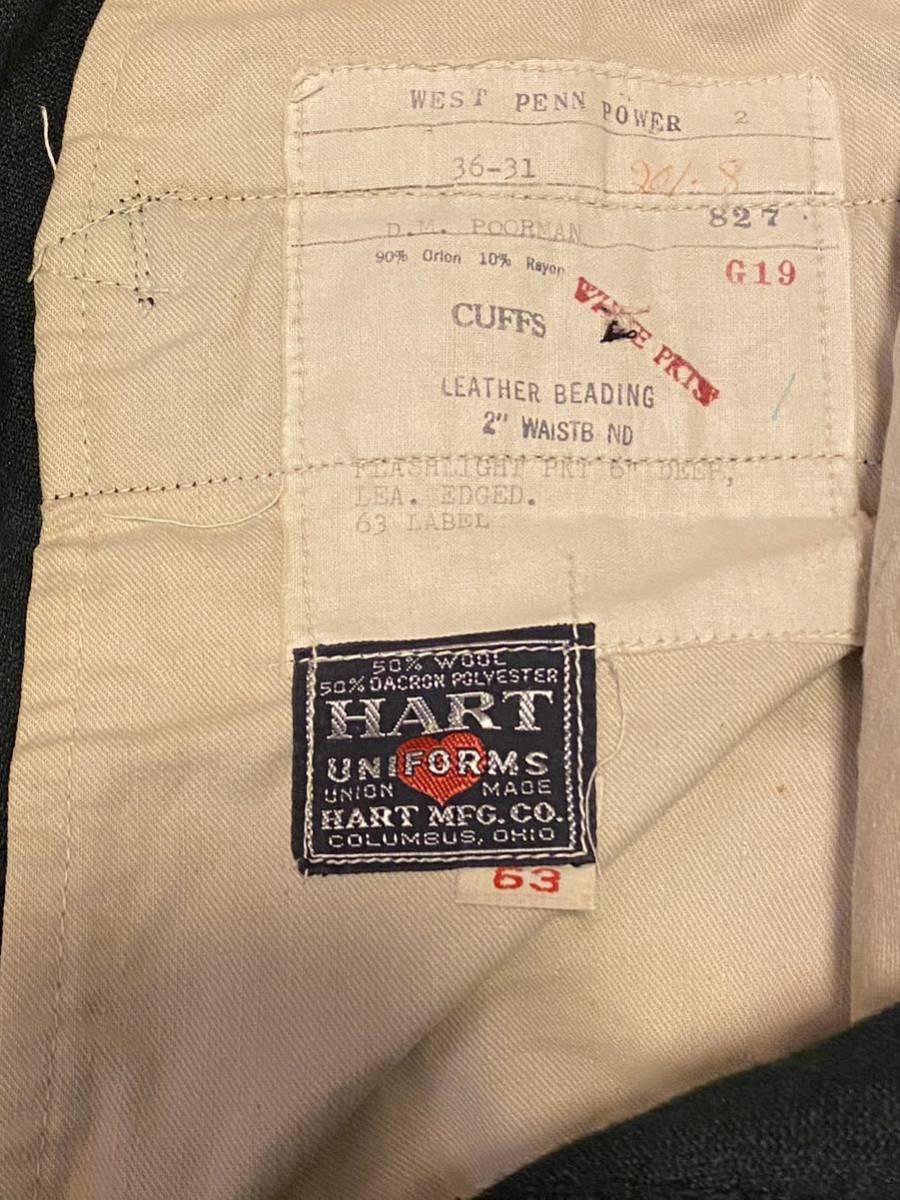  Golden size HART UNIFORMS MFG Vintage work pants 36×31wip code black black car n blur - rubber salt ... wool 60s50s