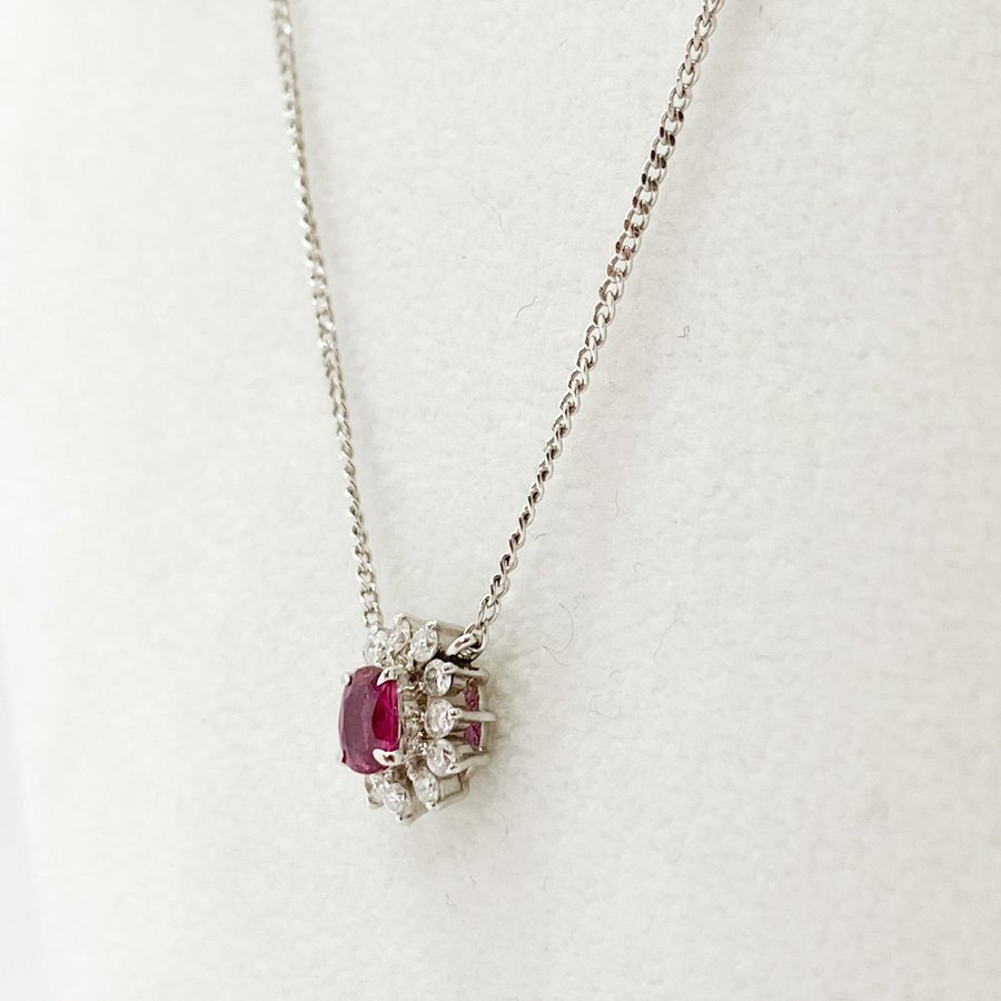 Pt900/Pt850 ルビートップ 0.34ct ダイヤ 総0.20ct プラチナチェーンネックレス 40.5cm 3g_画像4