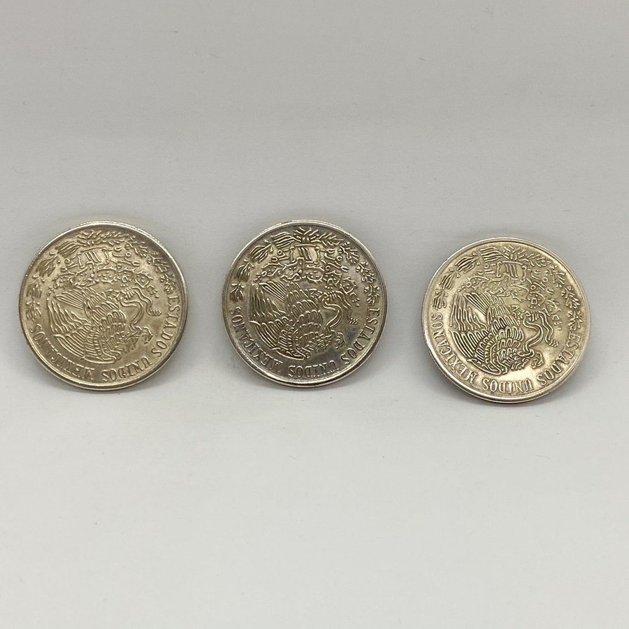 メキシコ ホセ・モレロス 100ペソ 銀貨 貨幣 27.8g 3枚セット_画像2