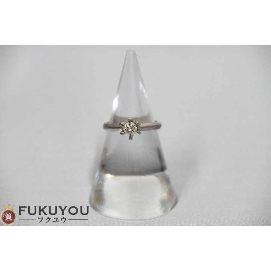 Pt900 プラチナダイヤモンドリング 0.24ct 8号 3.9g 幅2mm 6本爪 指輪_画像1