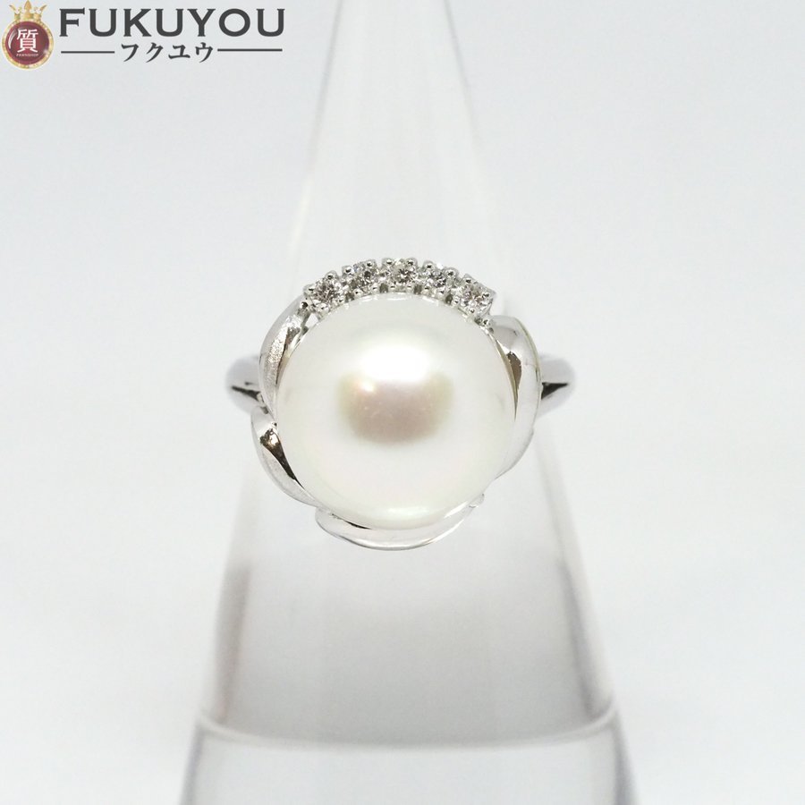 【楽ギフ_のし宛書】 総0.11ct メレダイヤモンド 約12.55-12.60ミリ珠 パール 南洋真珠 Pt900 プラチナリング 指輪 8.7g 11.5号 その他