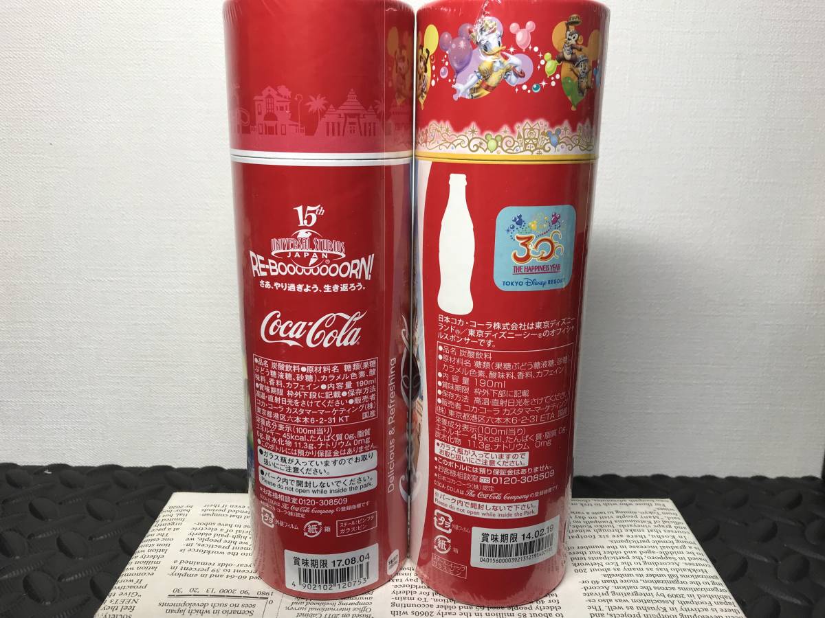 レア コカコーラ Coca-Cola 記念ボトル ユニバーサルスタジオジャパン USJ 15周年 / 東京ディズニーランド TDL 30周年記念 2本セット_画像2