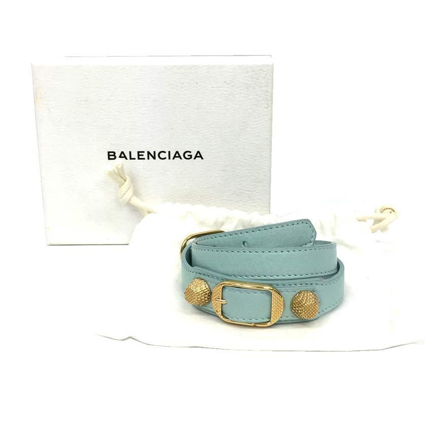  sale Balenciaga BALENCIAGAja Ian to bracele 236345 leather light blue lady's leather bangle aq4384