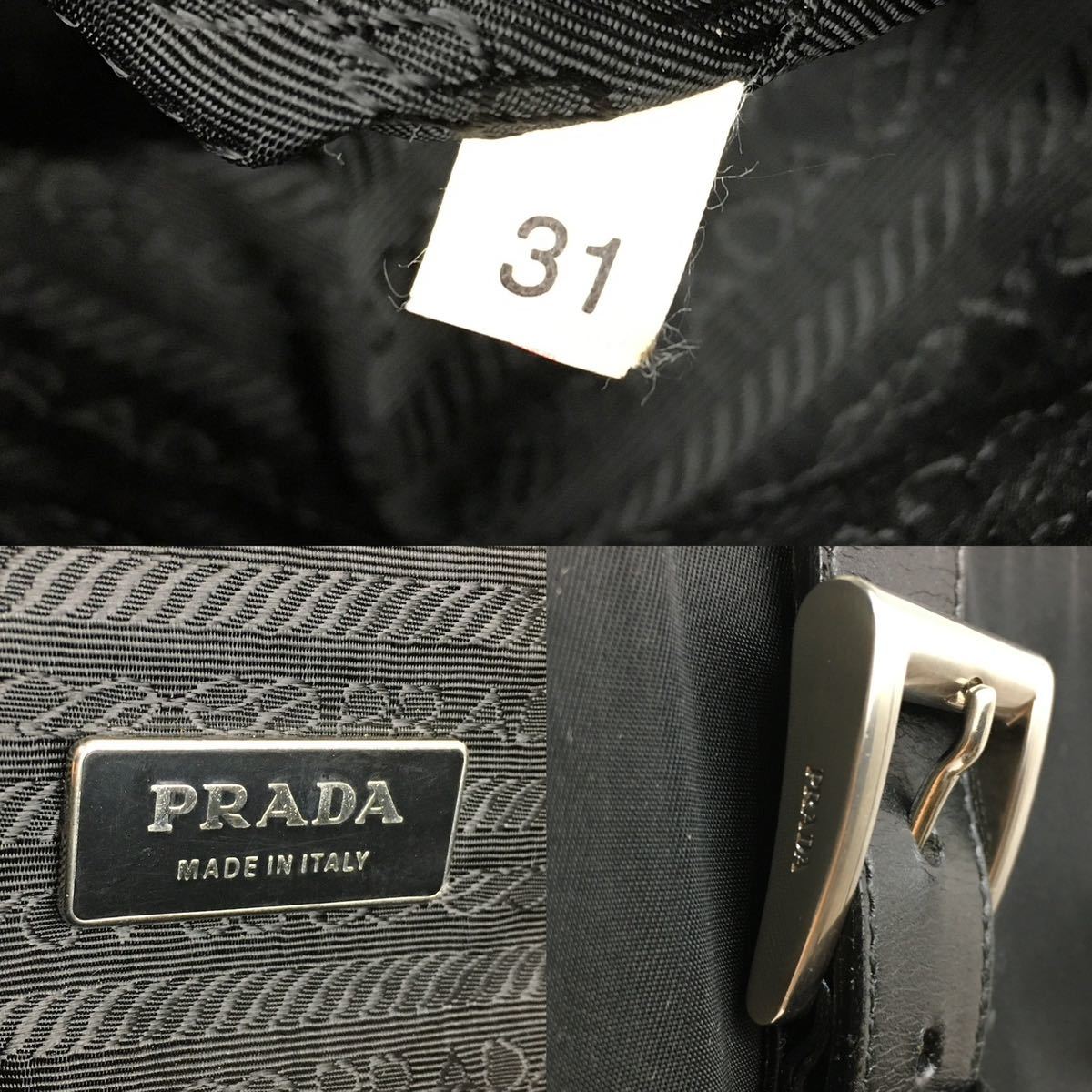 希少 極美品 ベルト金具 大容量 ビジネスバッグ A4収納 ロゴプレート PRADA プラダ 刻印 白タグ メンズ ナイロン レザー 黒 ブラック ネロ_画像5