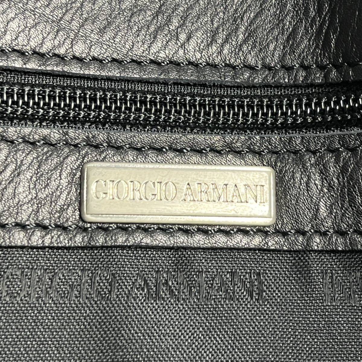 大容量/本革 ●GIORGIO ARMANI ジョルジオアルマーニ メンズ 2way ブリーフケース ショルダー 3室 機能性抜群 レザー ブラック 通勤 鞄 黒_画像10