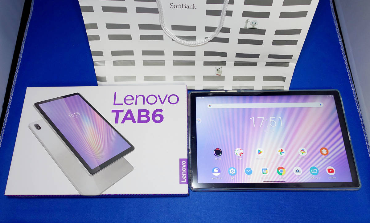 【美品】 Lenovo TAB6 ムーンホワイト 5G対応 10.3型 防水・防塵 Androidタブレット [Snapdragon690  5G/4GB/64GB/1920x1200/7500mAh]