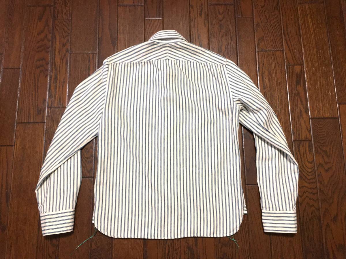  Sugar Cane Sugarcane × Beams Boy BEAMS BOYsato float bi. stripe shirt inset attaching mountain poke Vintage style made in Japan 