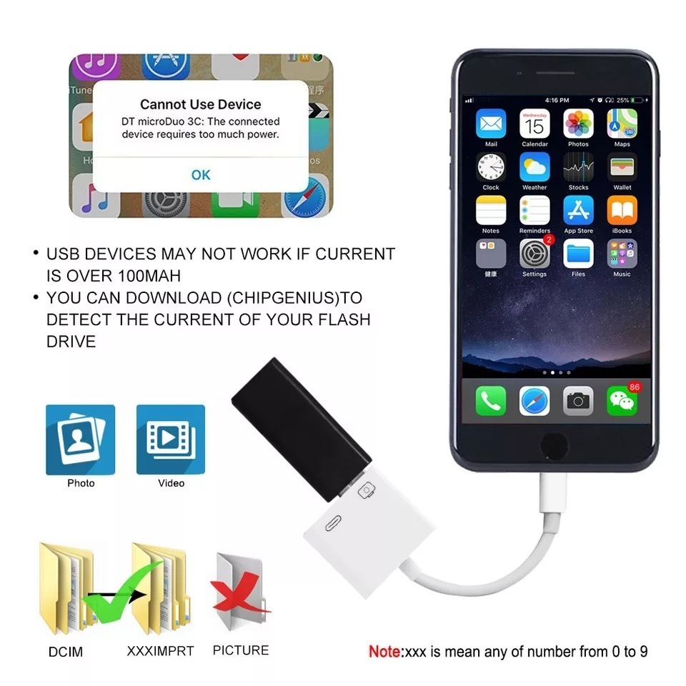 Lightning USB 3カメラアダプタ ライトニング 変換 アダプターケーブル Lightning USB iPhone8 8Plus iphoneX iPhone6 7Plus iPad iPod☆_画像6