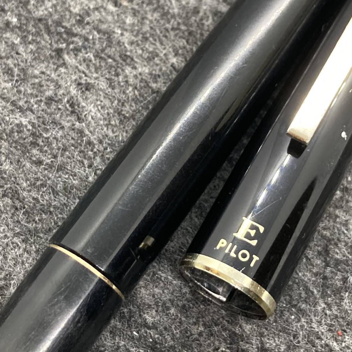 PE1105□PILOT パイロット 万年筆 E ペン先 14K 585 ブラック E-300 筆記未確認 レトロ オールド_画像4