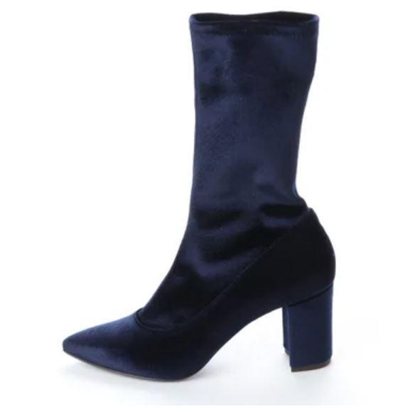  Himiko Himiko half boots boots bell bed stretch 24.5 navy shoes boots shoes stylish ..... put on footwear ... navy blue color 