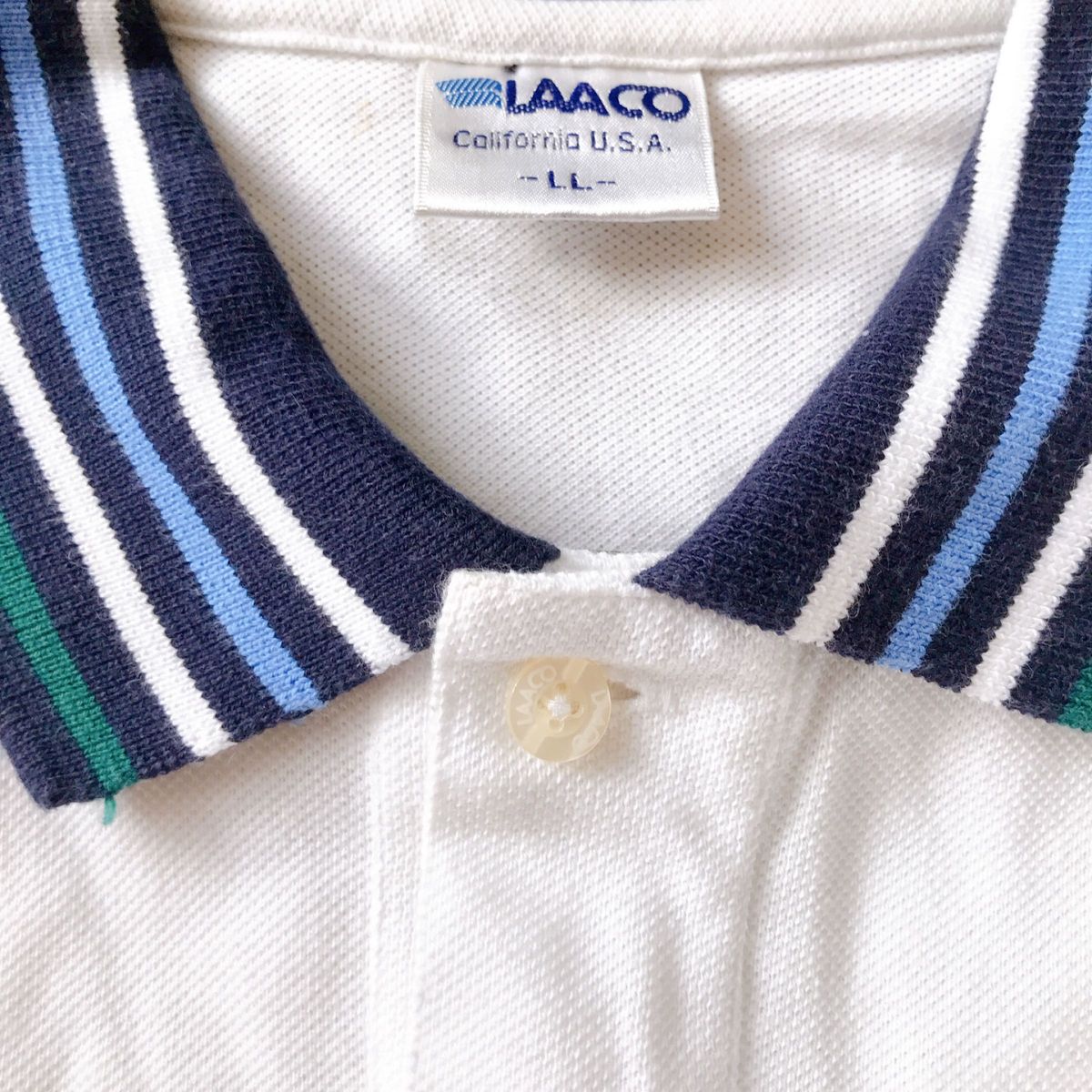 vintage 90s U.S.A ポロシャツ　半袖　白　ロゴ 刺繍　LL ポロシャツメンズ オーバーサイズ　ビッグシルエット