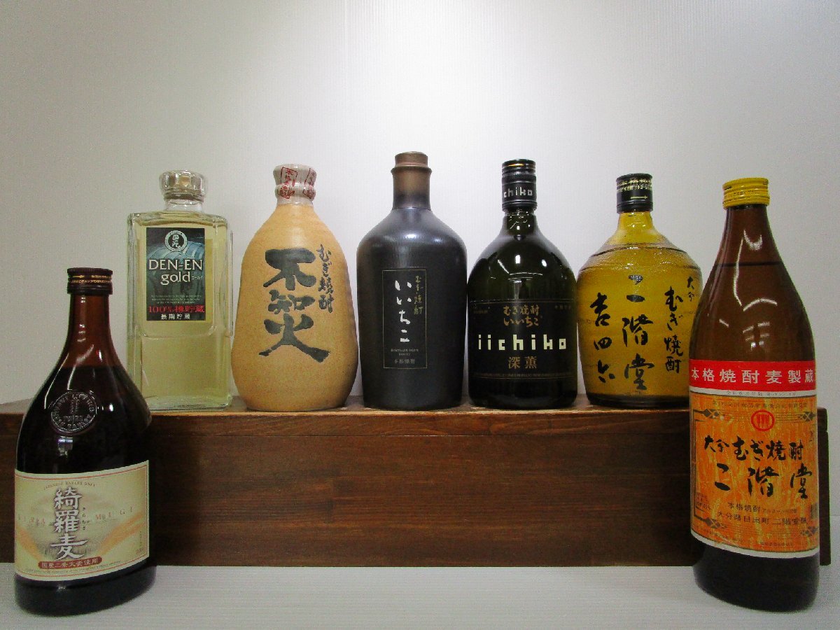 7本セット 麦焼酎 (いいちこ,三階堂,不知火,綺羅麦 他) 720-900ml 25% 未開栓 古酒 1円スタート/11-14-9_画像1