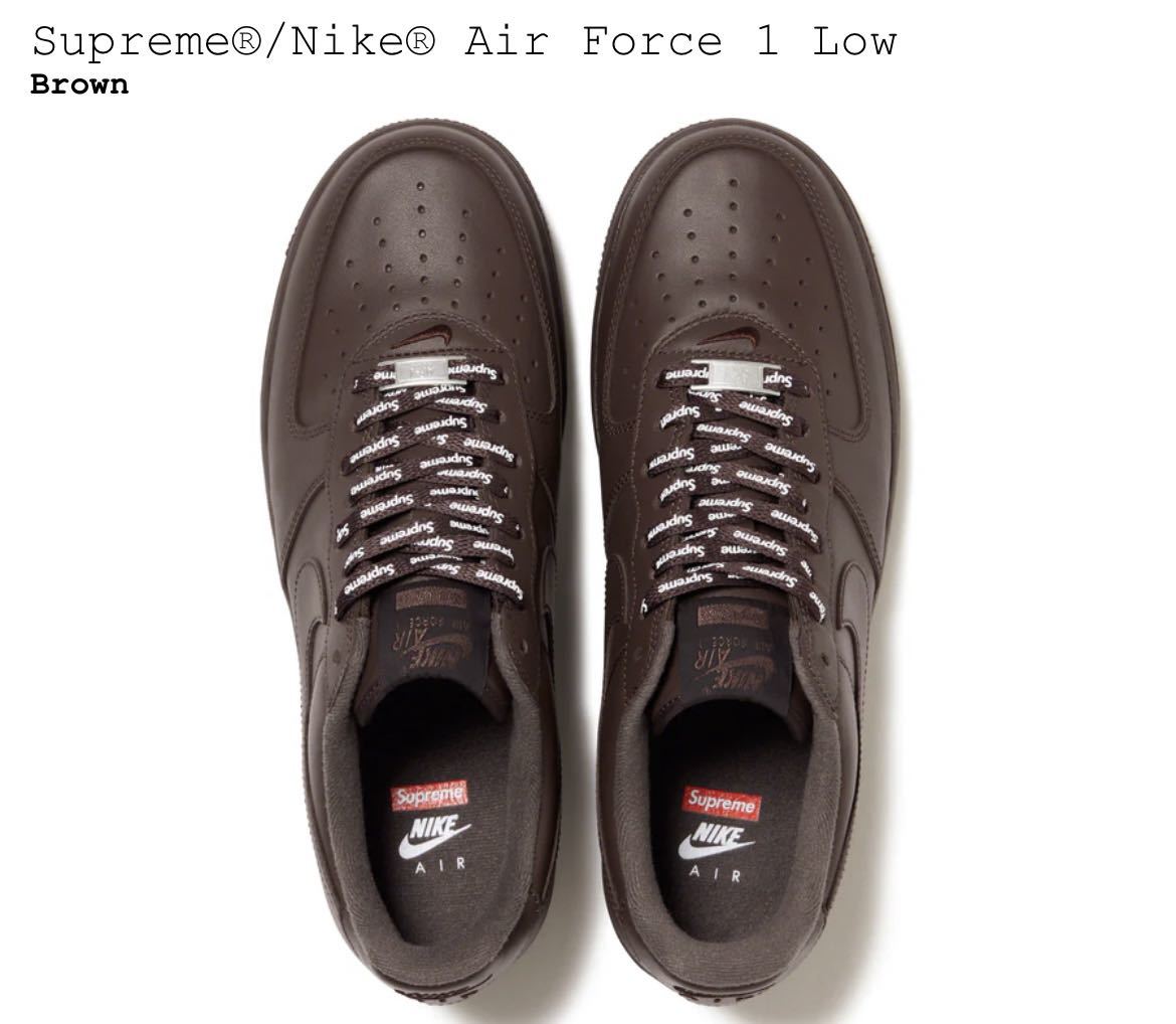 【希少サイズ】 国内正規品 SUPREME x NIKE Air Force 1 LOW BROWN 28.5cm_画像3