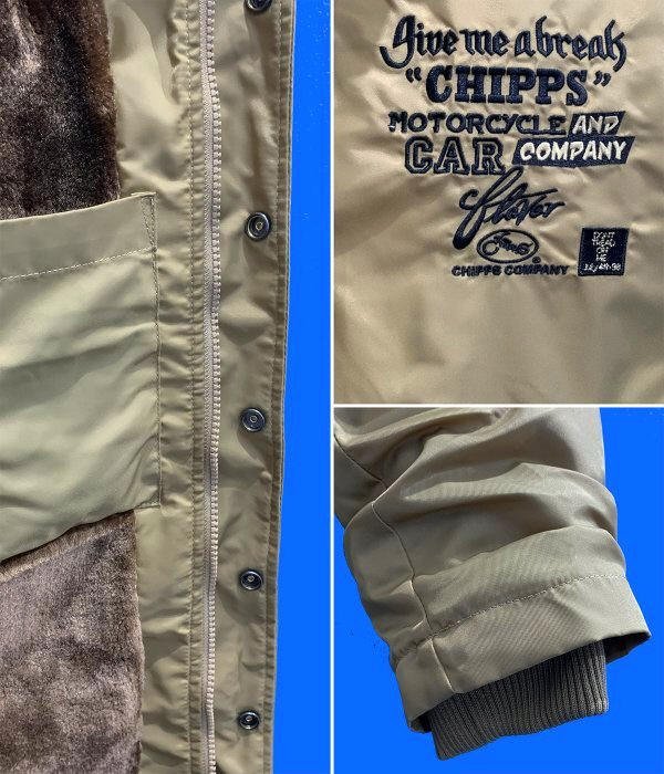新品 CHIPPS COMPANY チップスカンパニー 肉厚 ナイロン生地 ボア 内蔵 防寒 フーディー ジャケット (XLサイズ/橙) バイカー ホットロッド_各所の仕様です！