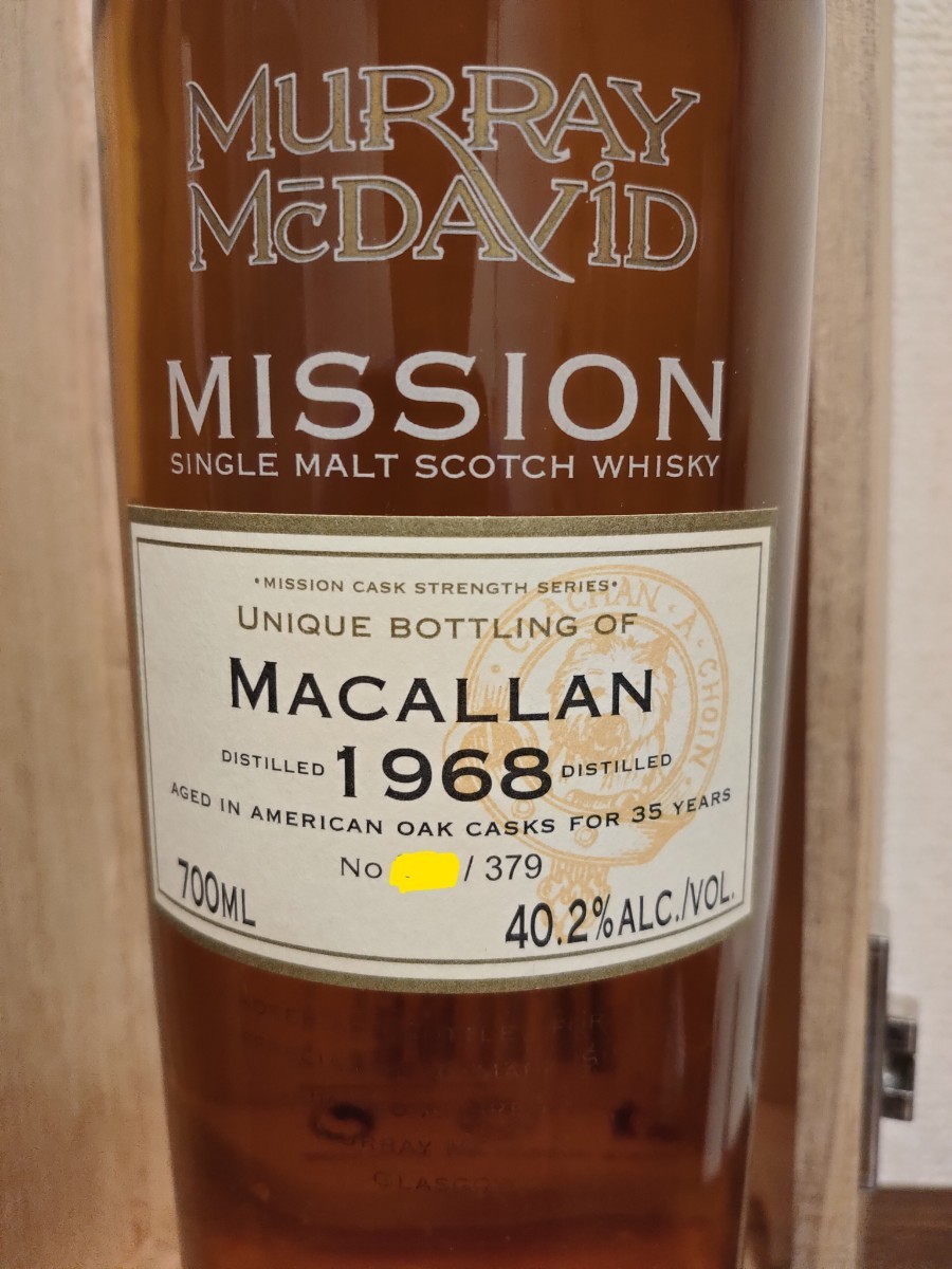 MACALLAN1968 マッカラン35年　MISSION　Murray セラー保管_液面も次の写真掲載しております。