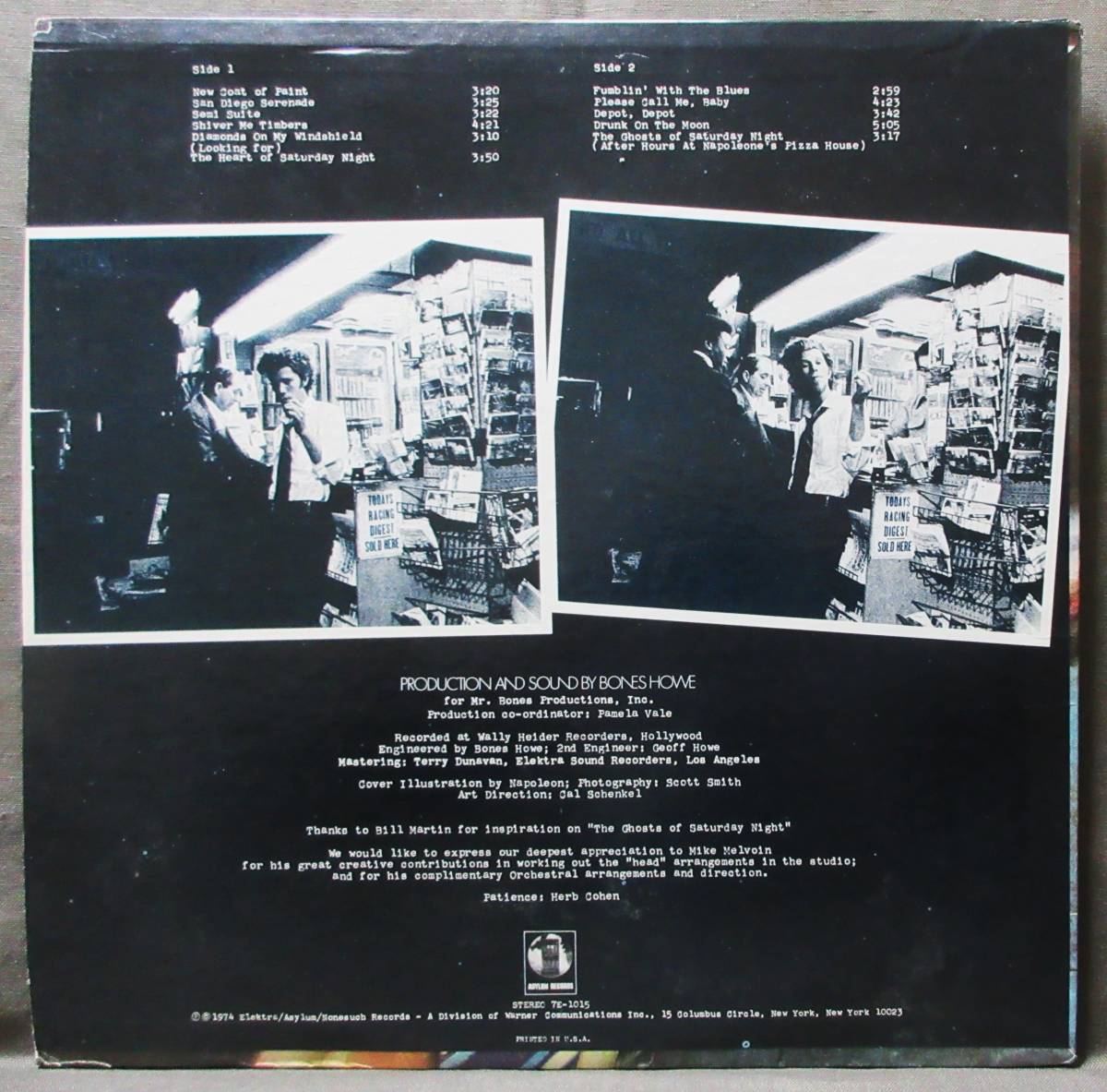 (LP) US/ASYLUM トム・ウェイツ [THE HEART OF SATURDAY NIGHT] TOM WAITS/土曜日の夜/歌詞カード/1974年/7E-1015_画像2