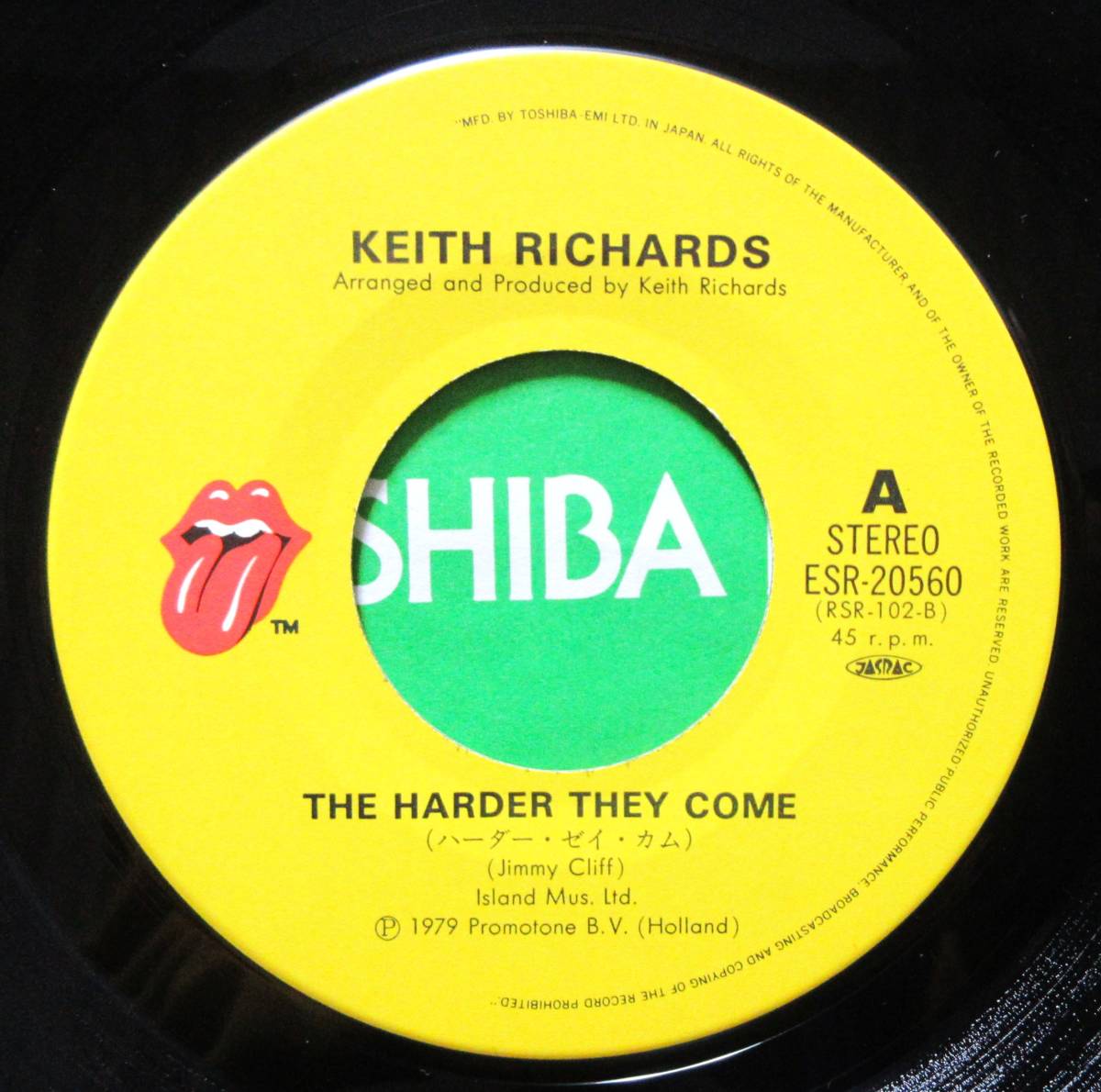 7''EP キース・リチャーズ [ハーダー・ゼイ・カム] B面ラン・ルドルフ・ラン/Keith Richards/The Harder They Come/Rolling Stones/’79年_画像4