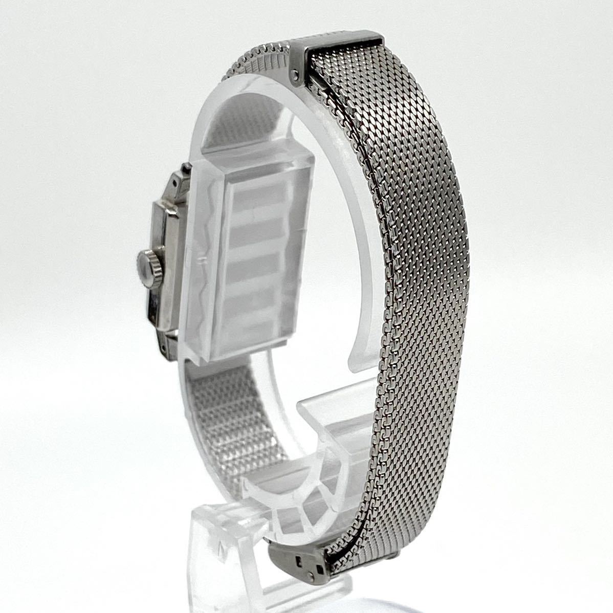 Orient Fast Lady 手巻き式 腕時計 バーインデックス ラインストーン シルバー 銀 オリエント D49_画像5