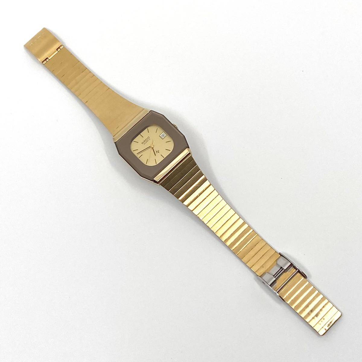 RADO 腕時計 クォーツ quartz Swiss スイス製 デイト バーインデックス 3針 ゴールド 金 ラドー D30_画像6