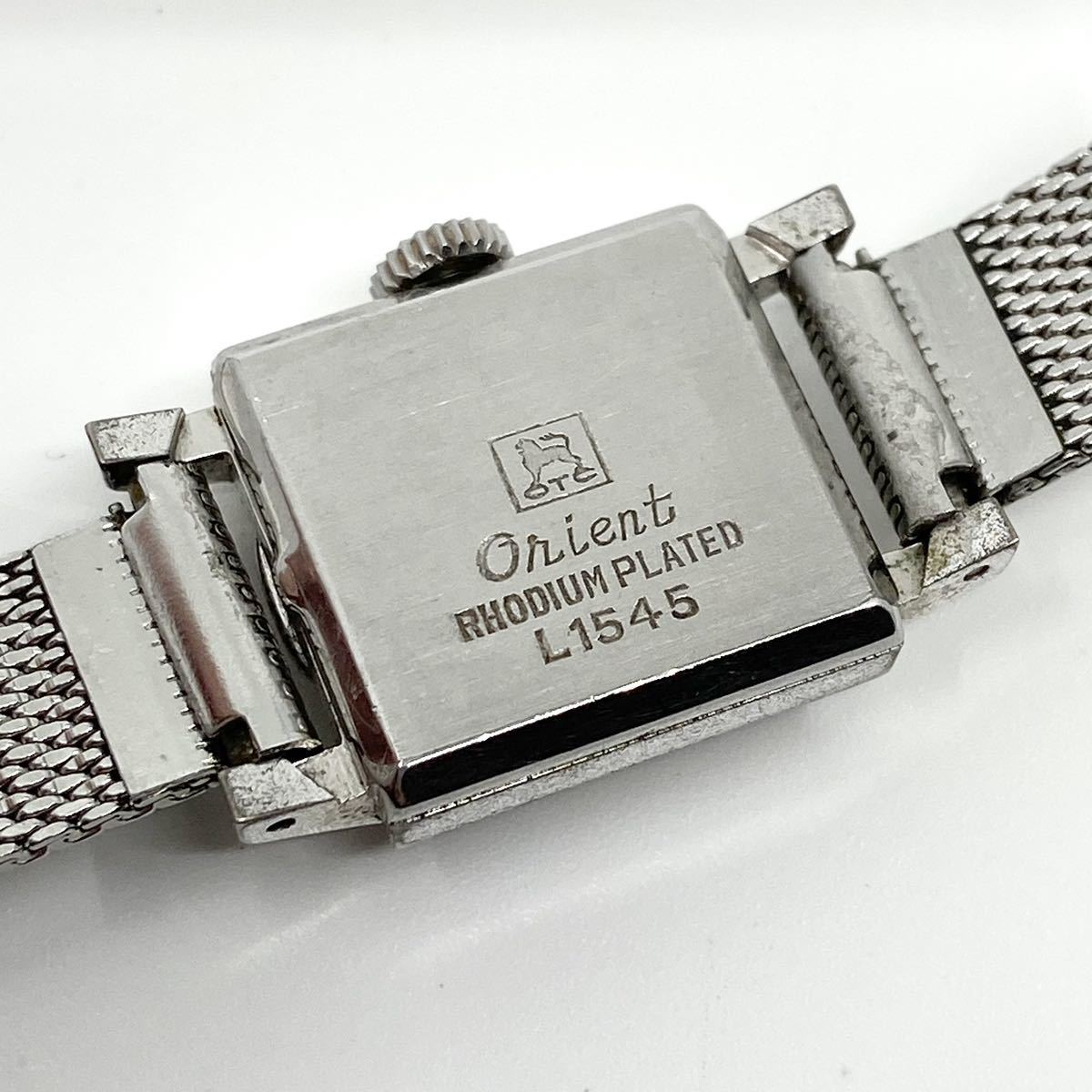 Orient Fast Lady 手巻き式 腕時計 バーインデックス ラインストーン シルバー 銀 オリエント D49_画像7